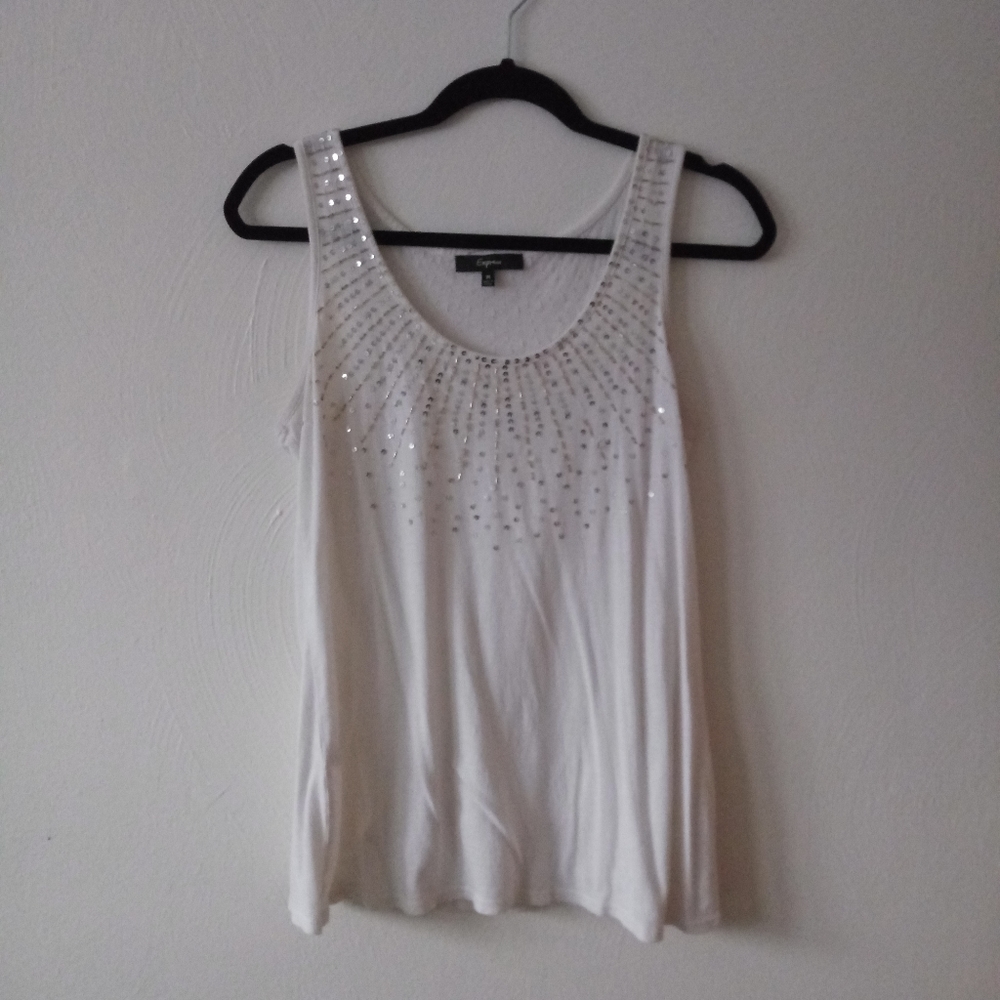 White tunic with bead embellishments